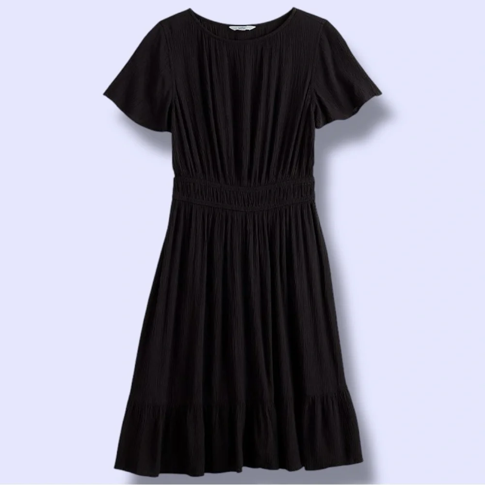Croft & Barrow (Kohl’s) NWT Dress Mineral Black Flutter Sleeve Midi Women’s L